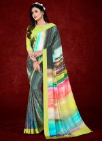 Crape Multi Colour Party Wear Digital Abstract Printed Saree